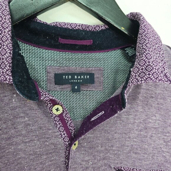 Ted Baker Purple Polo Shirt Men Size 4 / US Medium - Picture 4 of 7